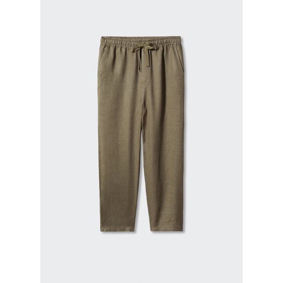 MANGO 100% Linen Pants - S Khaki - Picture 1 of 7